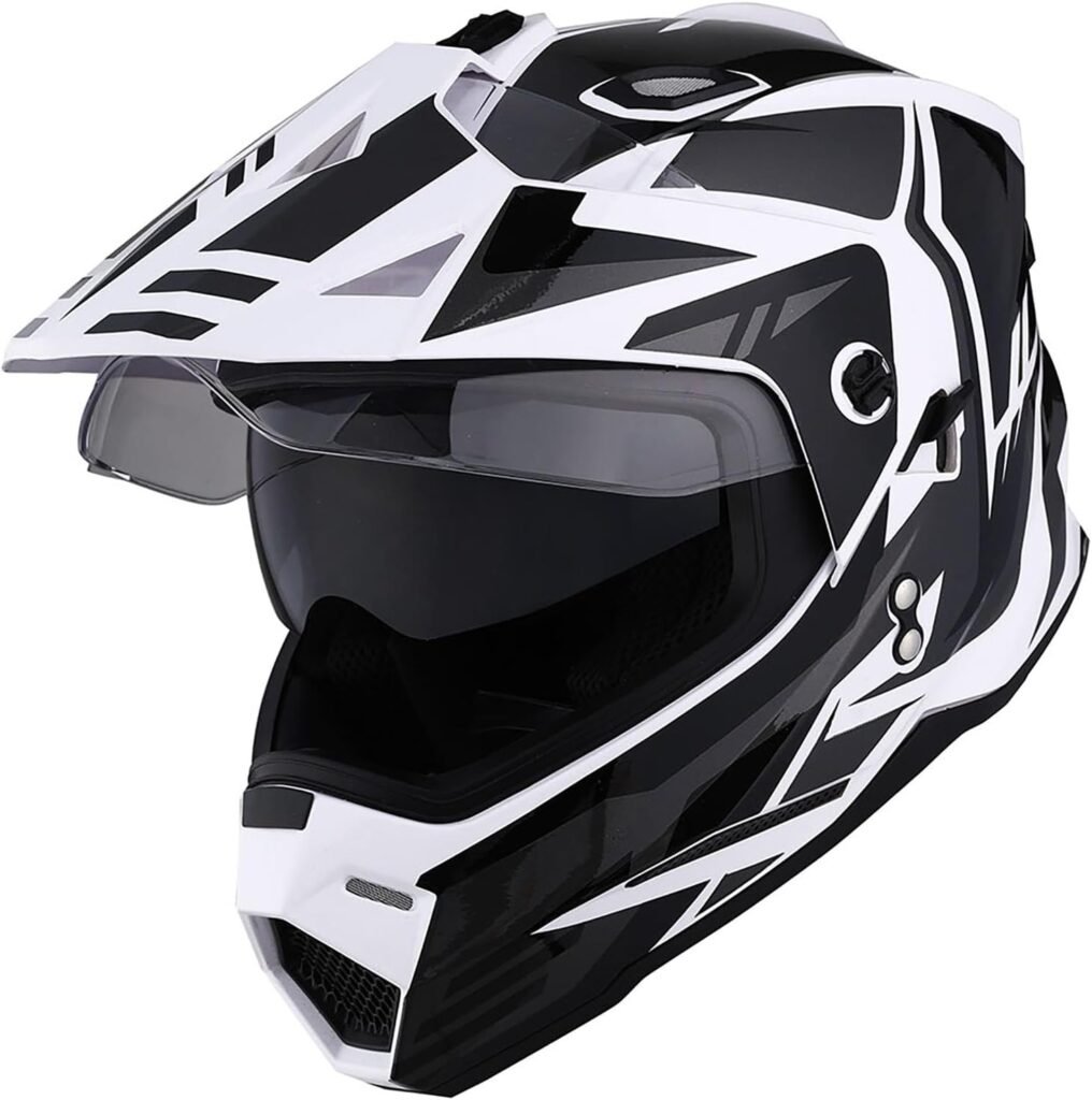 1Storm Youth Kids Dual Sport Dual Visor Motorcycle Motocross Off Road Full Face Helmet: HF802Youth