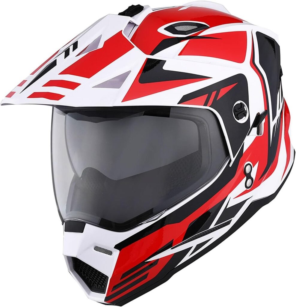 1Storm Youth Kids Dual Sport Dual Visor Motorcycle Motocross Off Road Full Face Helmet: HF802Youth