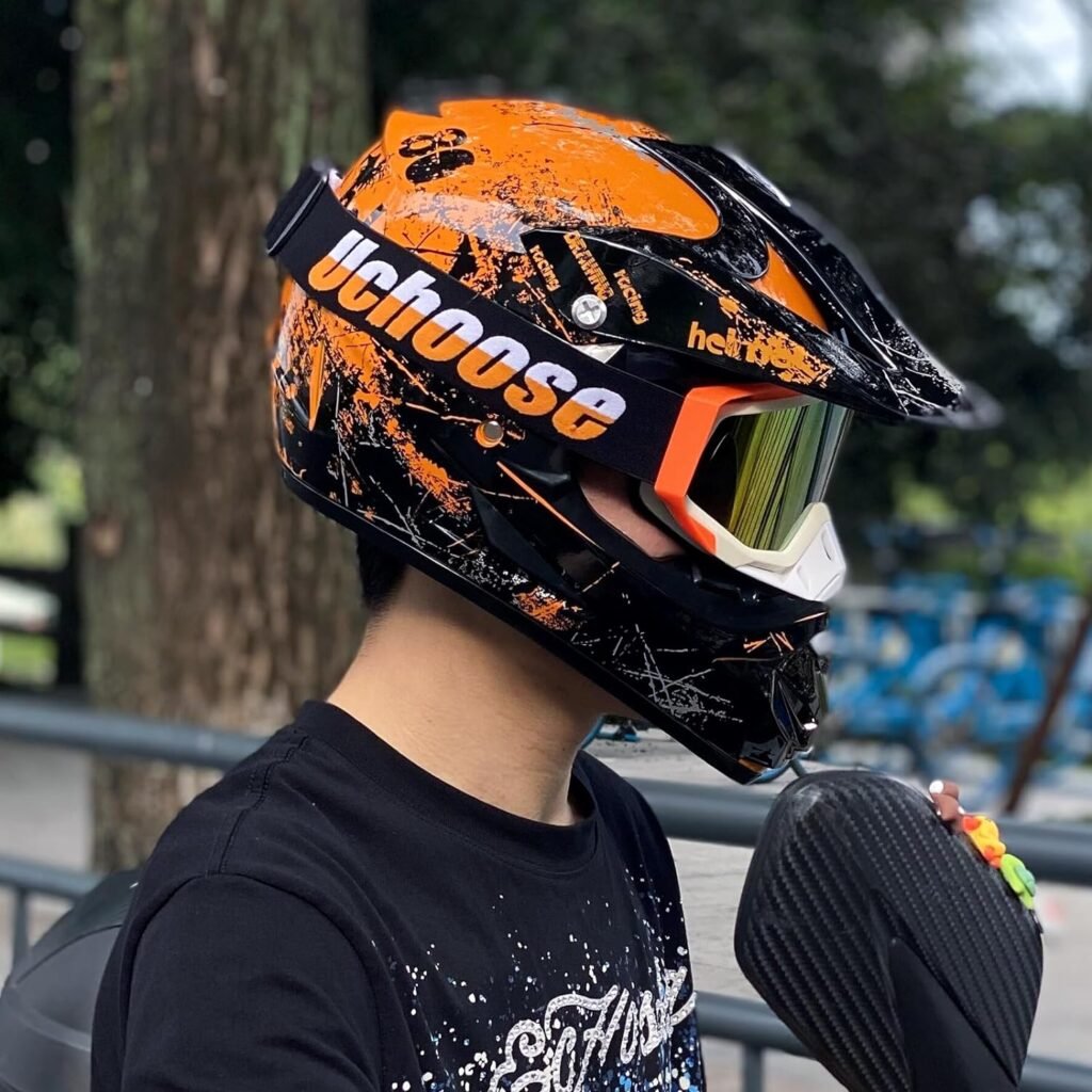Uchoose Off-Road Helmets ATV Dirtbike Motocross Helmet Downhill Bicycle Helm DOT Approved for Unisex-Adult Men Women Best Gifts Unique Motorcycle Helmet