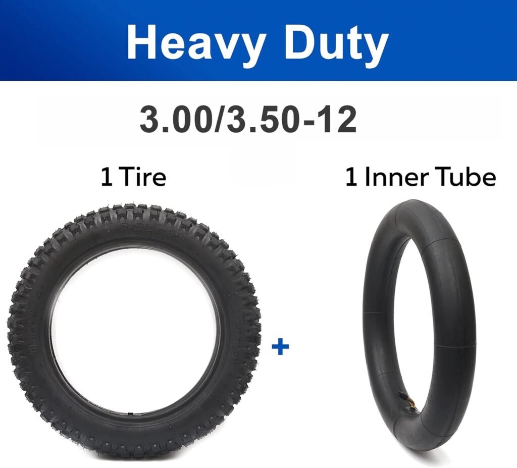 (1 Set) 3.00-12 Dirt Bike Tire and Inner Tube Set - Universal Replacement 80/200-12 Knobby Motocross Bike Tire and Tube for Honda CRF70F/XR70, Yamaha TTR 90, and More - With Vulcanized TR87 Valve Stem