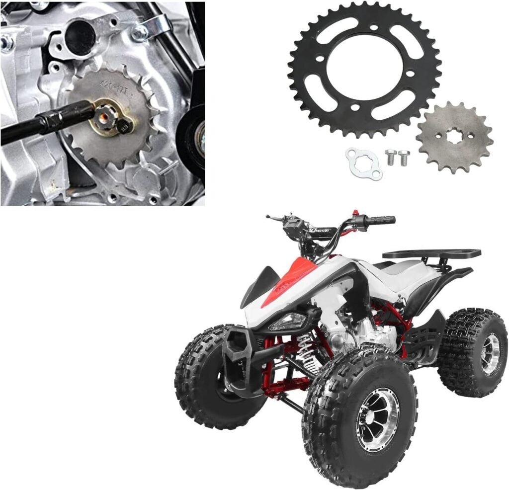 ATVs 420 Chain+ Front Rear Sprocket Kit,2.9Bore Rear Wheel Drive Sprocket with Master Link for Pit Bike Go Kart SSR 110 125 CRF50 Dirt Bikes Go-Karts Motorcycle Chain Pinion Chain Drive Gear