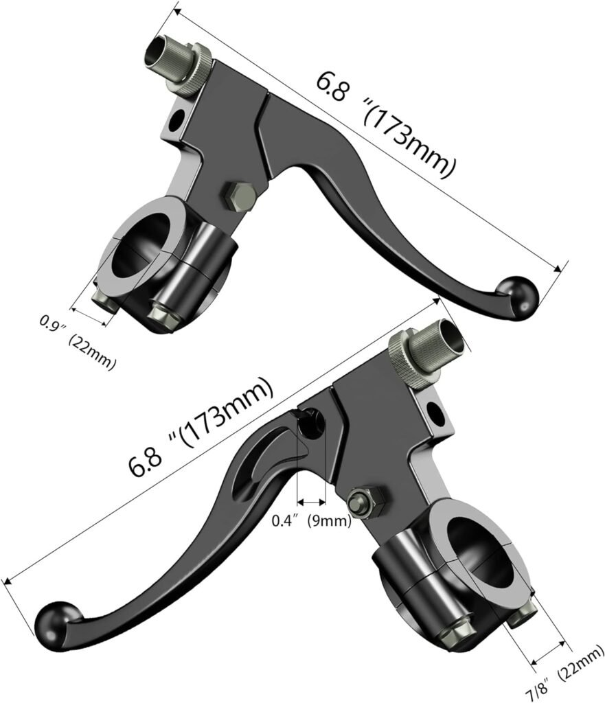 RUTU Left Dirt Bike Clutch Lever,7/8 Handlebars Parts for 50cc-125cc Dirt Bikes - Aluminum Motorcycle Clutch Lever Replacement with Zinc Cable Adjuster  Lock Nut,Includes Spare Lever - Black