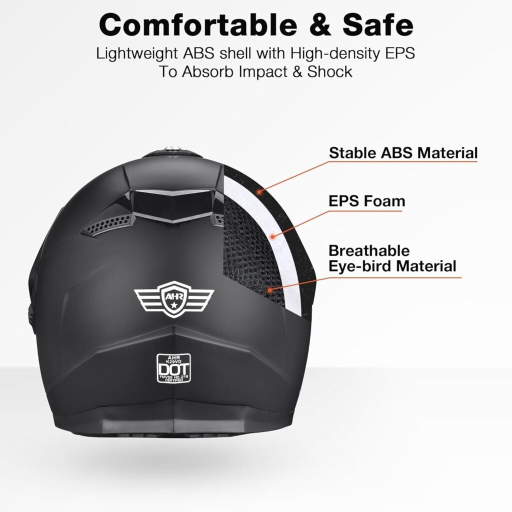 AHR Full Face Dual Sport Motorcycle Helmet Dirt Bike Off Road ATV Motocross Lightweight Helmet DOT Approved