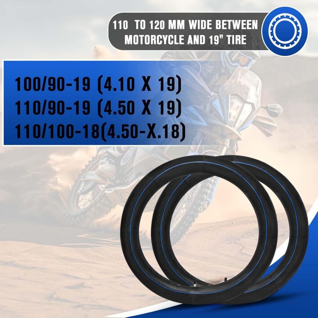 110/90-19 (4.50 x 19) Inner Tubes 110/90-19 Dirt Bike Tube Heavy Duty Motorcycle Tube with TR4 Straight Valve Stem Fits Motorcycle 3mm Thick（2 PCS）