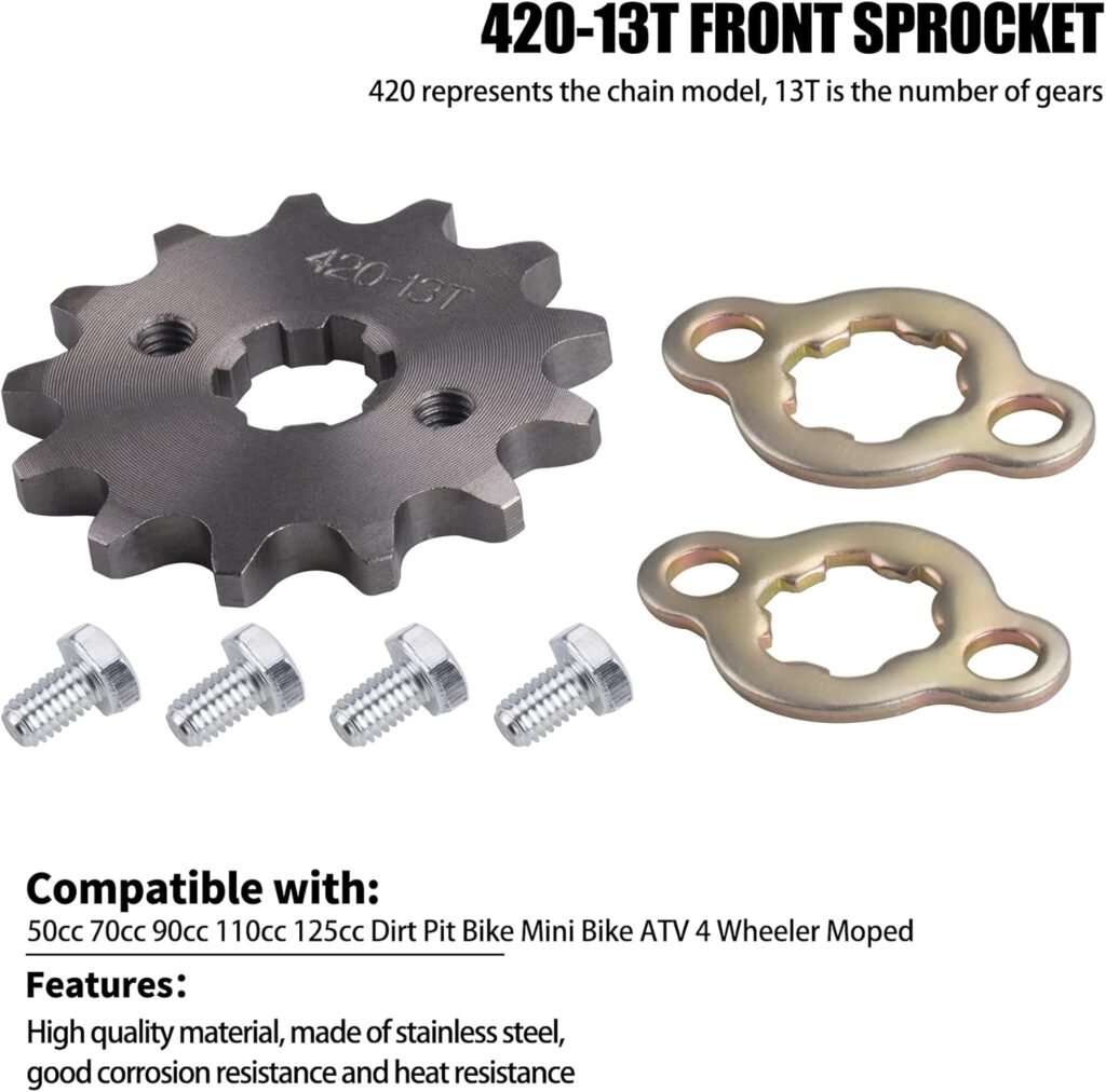 Motorcycle 420-13T Front Sprocket 17mm Compatible with 50cc 70cc 90cc 110cc 125cc 140cc15cc 160cc Lifan Loncin Dirt Bike